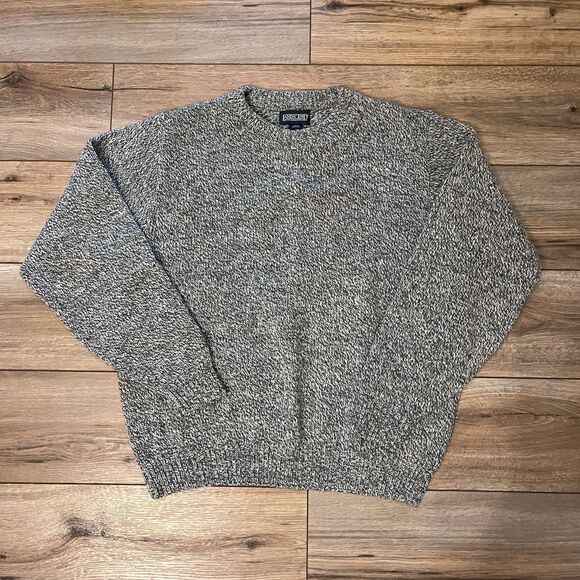 Lands' End Other - Vintage Lands' End Beige Marled Wool Fisherman Crewneck Knit Sweater L USA Made